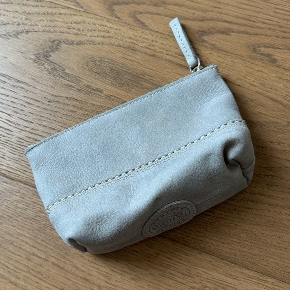 Roots Canada Small Leather Makeup Toiletry Pouch - Grey - Like New - Picture 1 of 10